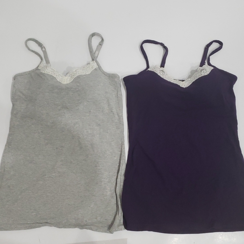 GILLIGAN & O'MALLEY  Trim Chemise Set - Gray and Purple